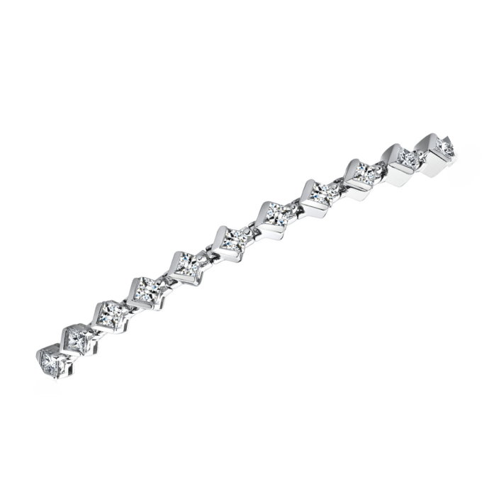 7.25 Ct Princess Cut Half Lab Grown Diamond Link Bracelet White Gold Jewelry