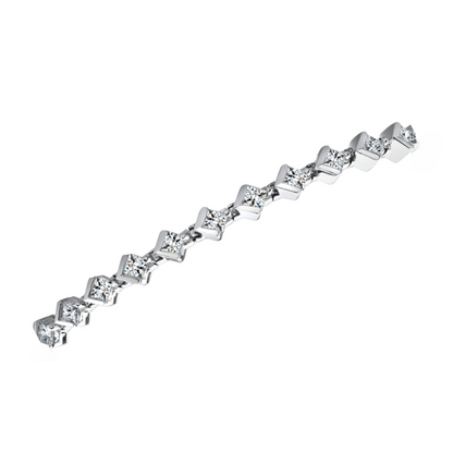 7.25 Ct Princess Cut Half Lab Grown Diamond Link Bracelet White Gold Jewelry