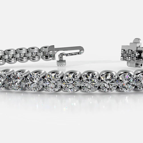 7.36 Carats Round Cut Lab Grown Diamond Bracelet Solid White Gold 10K