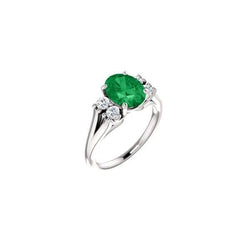 7.40 Carats Green Emerald GIA And Natural Earth Mined Diamonds Anniversary Ring 14K Gold White New