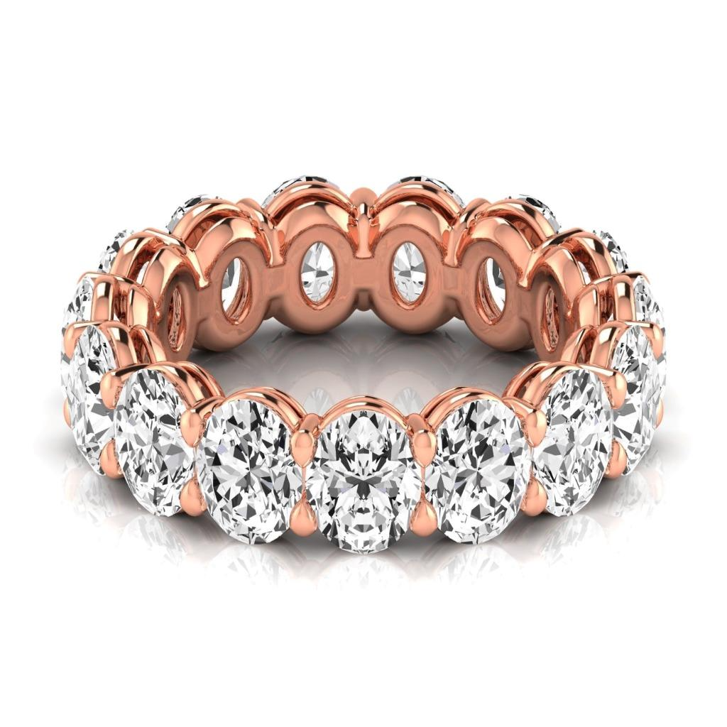 7.50 Ct Lab Grown Oval Diamonds Eternity Band Ladies Rose Gold 14K Jewelry