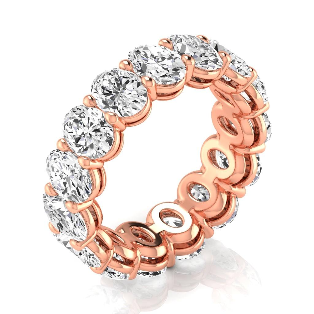7.50 Ct Lab Grown Oval Diamonds Eternity Band Ladies Rose Gold 14K Jewelry
