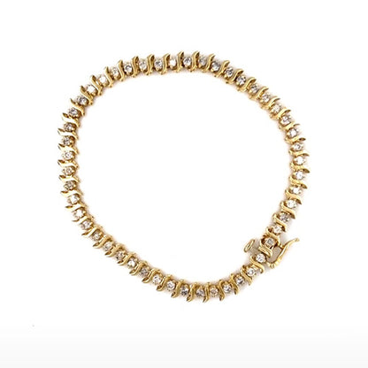 7.50 Ct Round Cut Lab Grown Diamond Ladies Tennis Bracelet Yellow Gold Jewelry