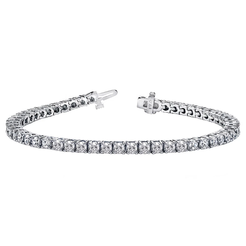 7.80 Ct Four Prong Setting Round Lab Grown Diamond Tennis Bracelet Solid Gold