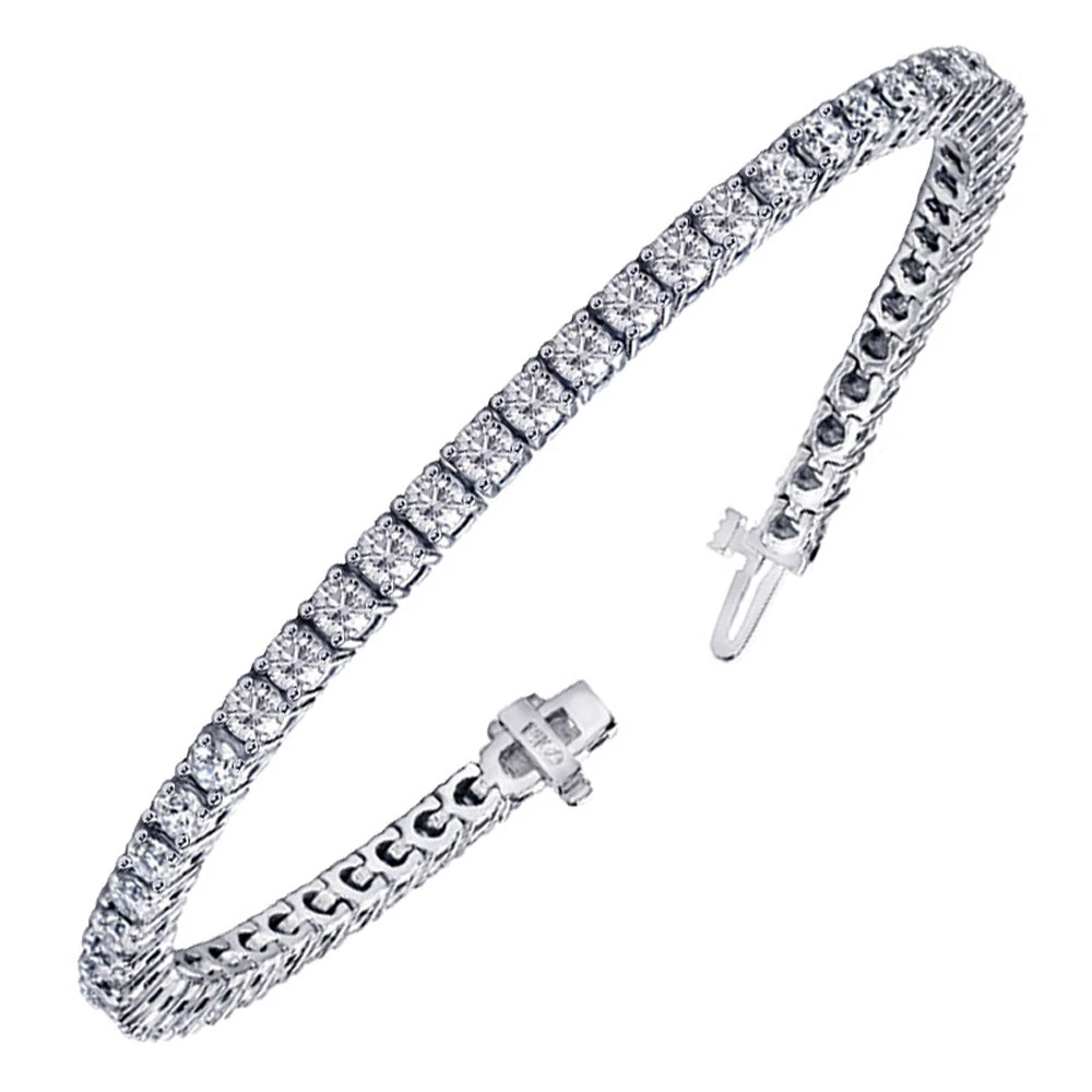 7.80 Ct Four Prong Setting Round Lab Grown Diamond Tennis Bracelet Solid Gold