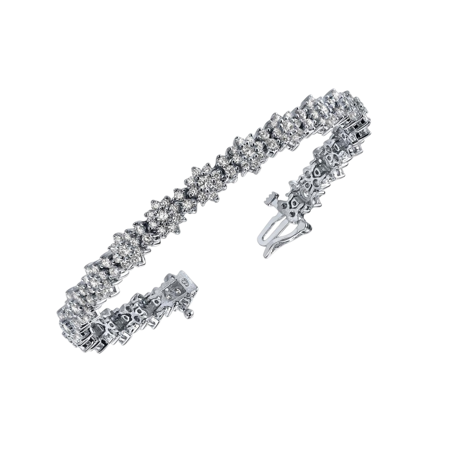 7.80 Ct Round Cut Lab Grown Diamond Starburst Red Carpet Bracelet White Gold 14K