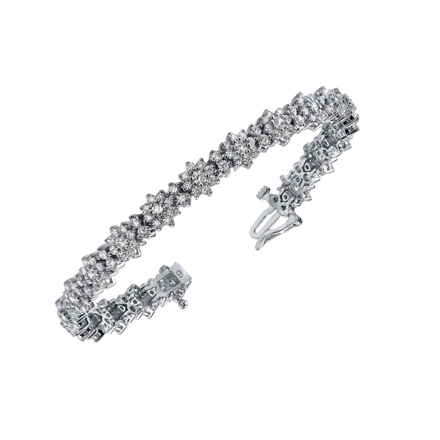 7.80 Ct Round Cut Lab Grown Diamond Starburst Red Carpet Bracelet White Gold 14K