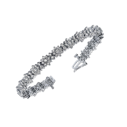 7.80 Ct Round Cut Lab Grown Diamond Starburst Red Carpet Bracelet White Gold 14K