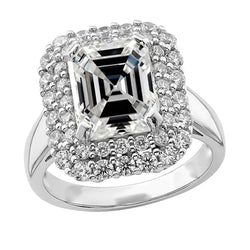 7 Carat Modern Asscher Diamond Halo Ring