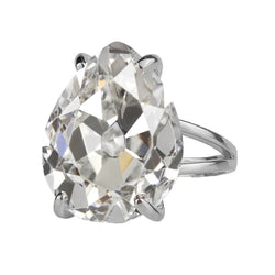 7 Carat Pear Old Miner Natural Diamond Women's Ring