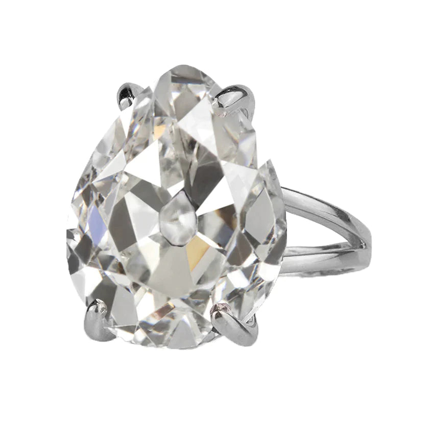 7 Carat Pear Old Miner Diamond Women's Ring
