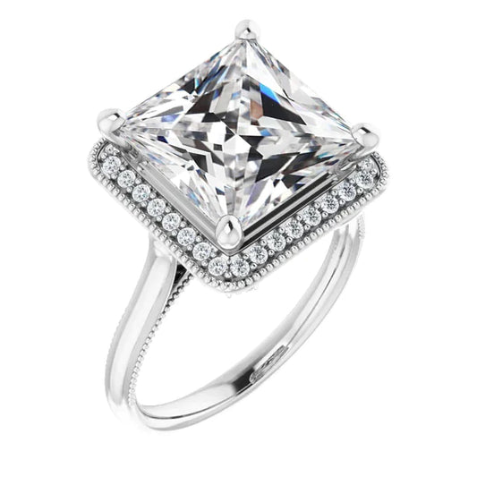7 Carat Princess Diamond Antique Style Ring