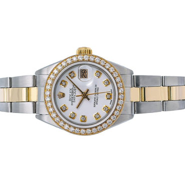 Datejust Rolex Ladies Watch Two Tone Oyster Bracelet Diamond Dial