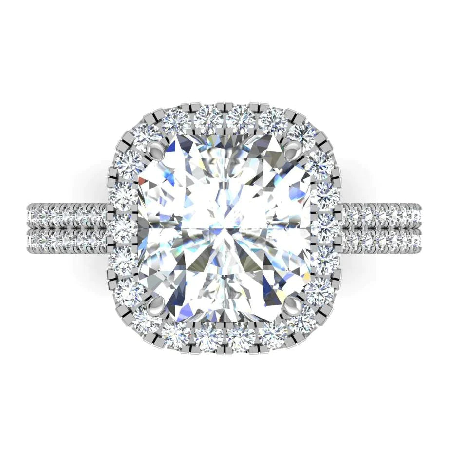 7 Carat Radiant Lab Grown Diamond Halo Ring