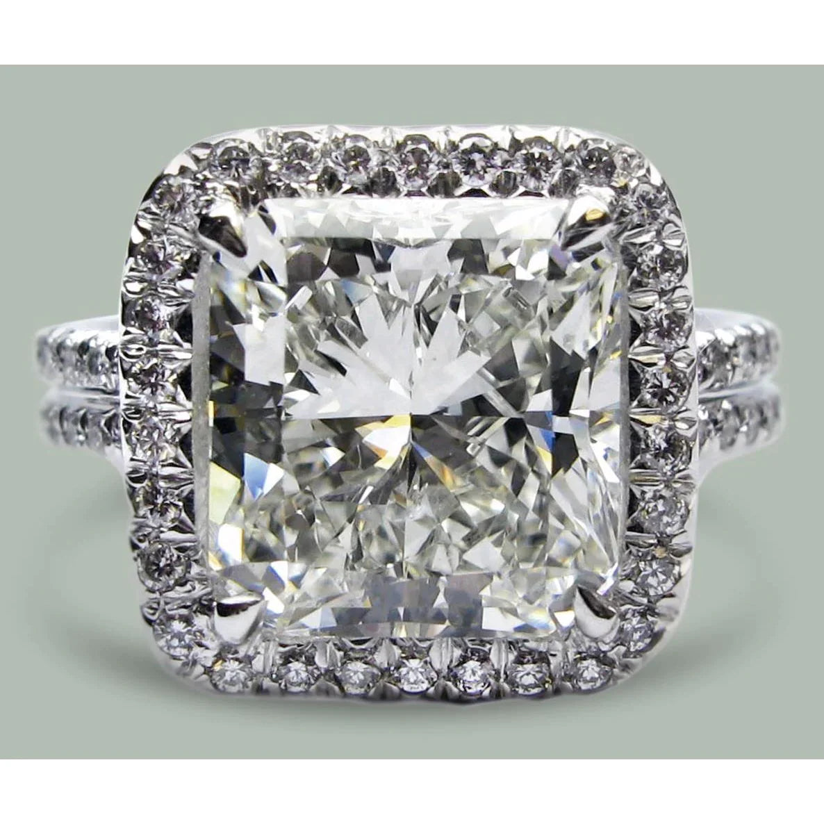 7 Carat Radiant Lab Grown Diamond Halo Ring