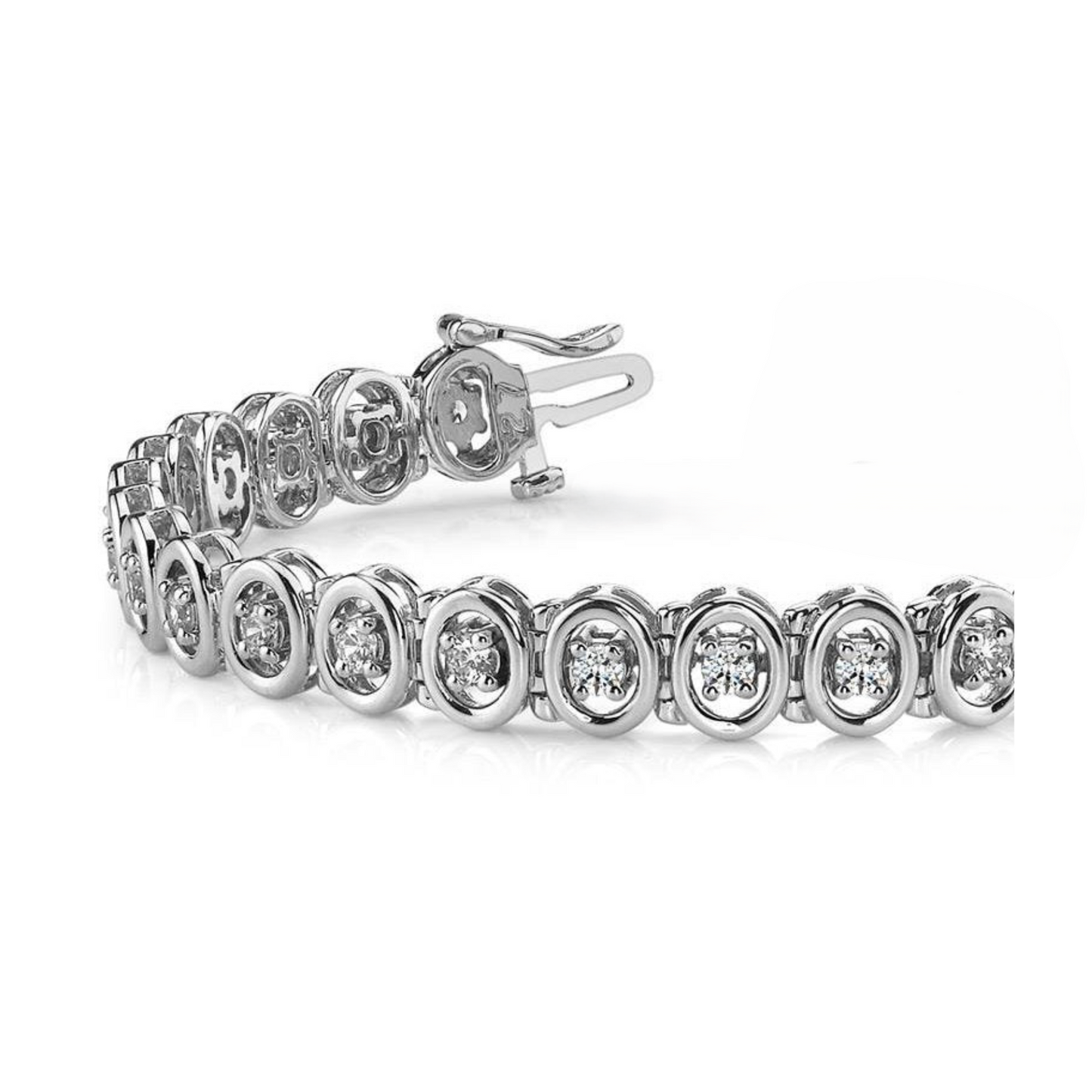 7 Carats Prong Set Round Cut Oval Style Link Bracelet White Gold Lab Grown Diamond