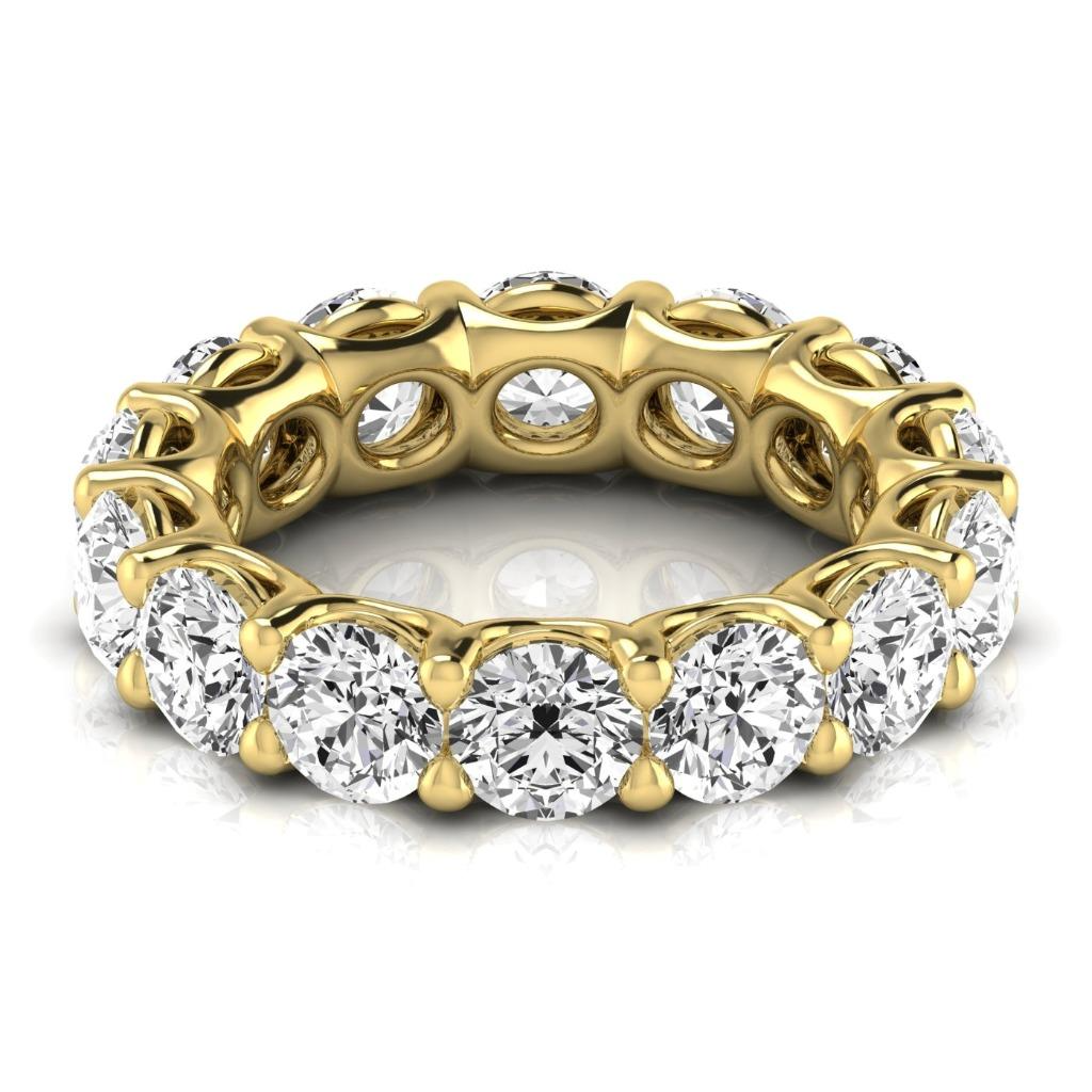 7 Ct Round Diamond Yellow Gold Eternity Band Lab Grown Wedding Ring