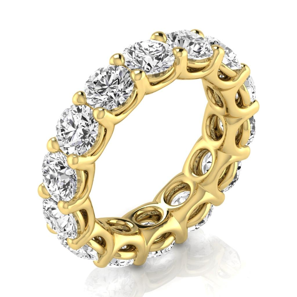 7 Ct Round Diamond Yellow Gold Eternity Band Lab Grown Wedding Ring