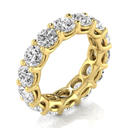 7 Ct Round Diamond Yellow Gold Eternity Band Lab Grown Wedding Ring