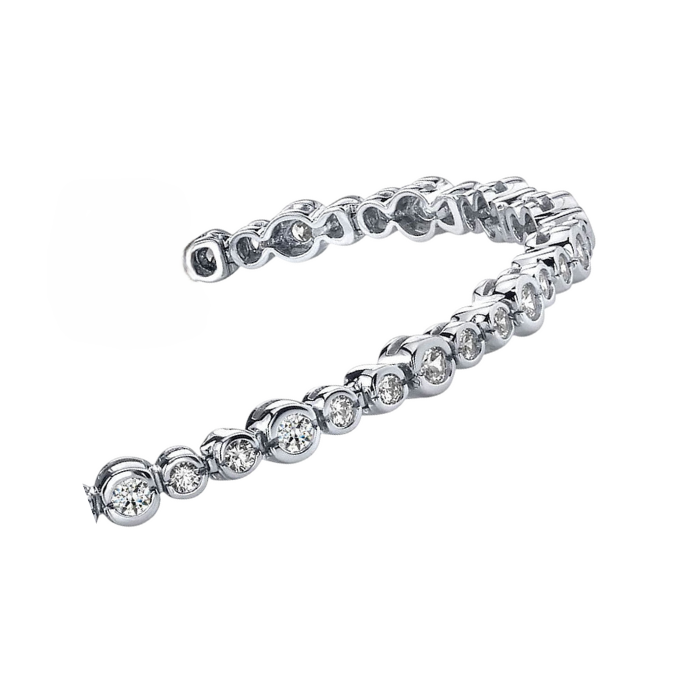 7 Ct Sparkling Half Bezel Round Lab Grown Diamond Bracelet Solid Gold Jewelry