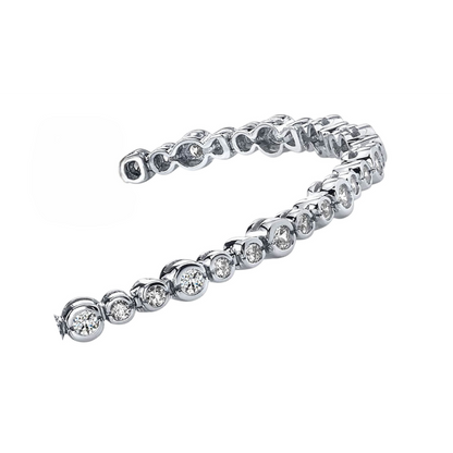 7 Ct Sparkling Half Bezel Round Lab Grown Diamond Bracelet Solid Gold Jewelry