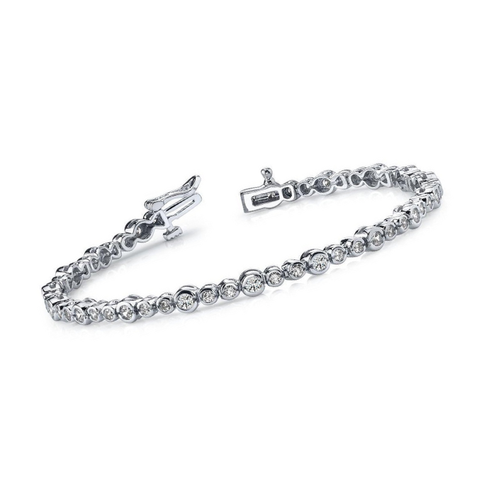 7 Ct Sparkling Half Bezel Round Lab Grown Diamond Bracelet Solid Gold Jewelry