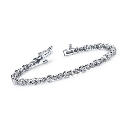 7 Ct Sparkling Half Bezel Round Lab Grown Diamond Bracelet Solid Gold Jewelry