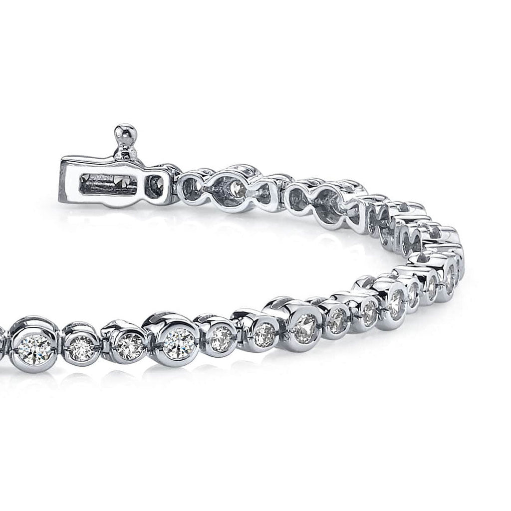 7 Ct Sparkling Half Bezel Round Lab Grown Diamond Bracelet Solid Gold Jewelry