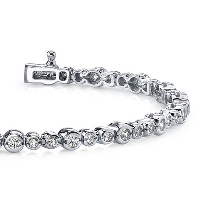 7 Ct Sparkling Half Bezel Round Lab Grown Diamond Bracelet Solid Gold Jewelry