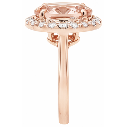 8.10 Ct Morganite Fancy Ring With Natural Earth Mined Diamonds Rose Gold 14K