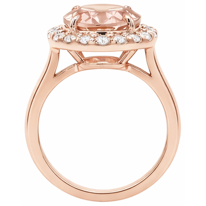 8.10 Ct Morganite Fancy Ring With Natural Earth Mined Diamonds Rose Gold 14K
