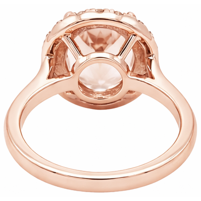 8.10 Ct Morganite Fancy Ring With Natural Earth Mined Diamonds Rose Gold 14K