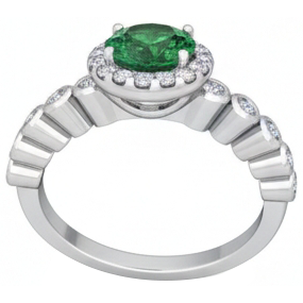 8.15 Carats Round Cut Green Emerald GIA With Natural Earth Mined Diamonds Wedding Ring 14K WG