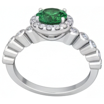 8.15 Carats Round Cut Green Emerald GIA With Natural Earth Mined Diamonds Wedding Ring 14K WG