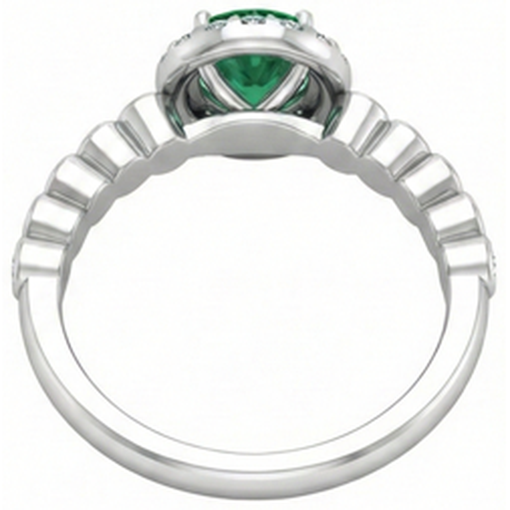 8.15 Carats Round Cut Green Emerald GIA With Natural Earth Mined Diamonds Wedding Ring 14K WG