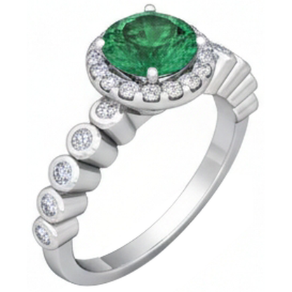 8.15 Carats Round Cut Green Emerald GIA With Natural Earth Mined Diamonds Wedding Ring 14K WG