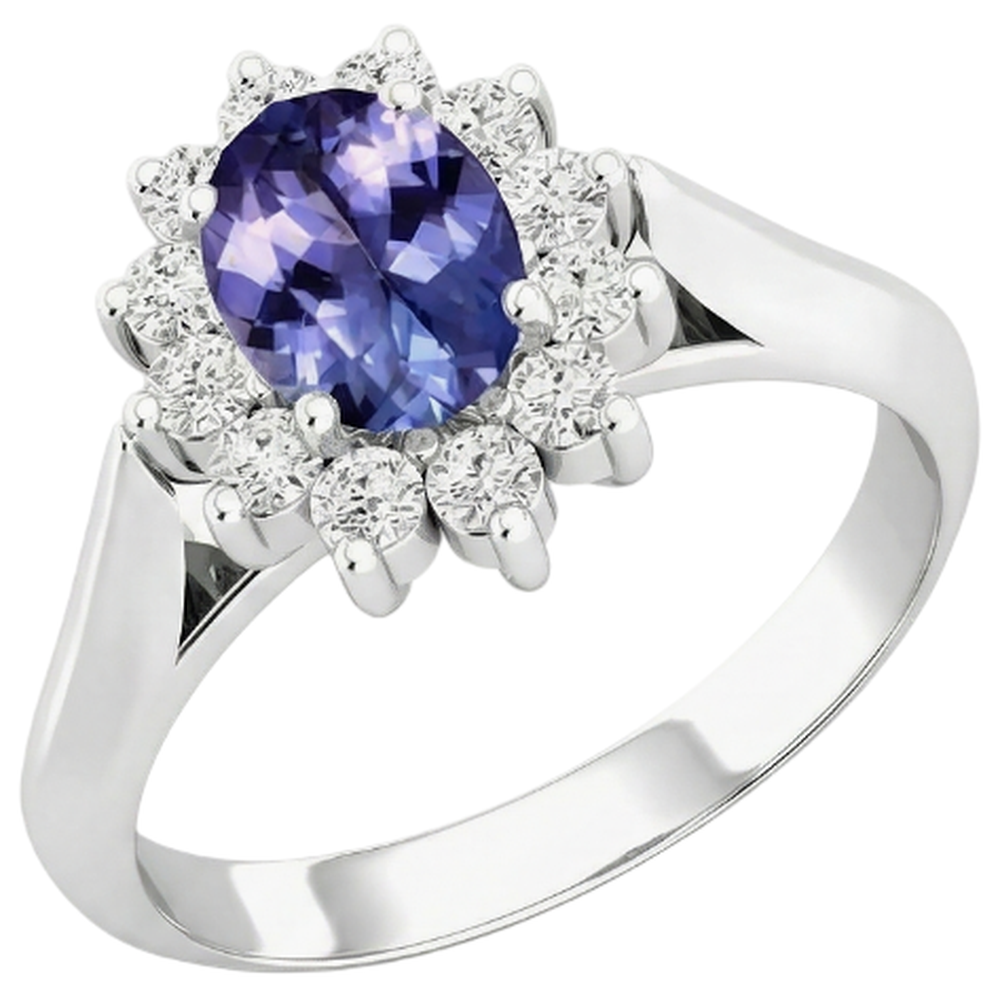 8.25 Carats Tanzanite With Natural Earth Mined Diamonds Wedding Ring White Gold 14K