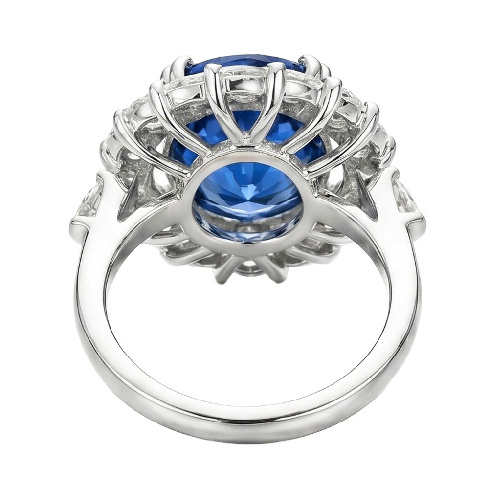 8.25 Ct. Big Sri Lanka Color Sapphire And Marquise IGI CERTIFIED Diamonds Ring