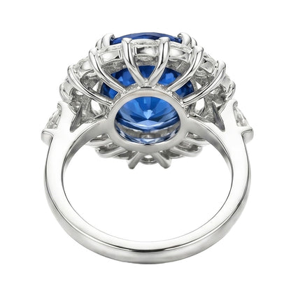 8.25 Ct. Big Sri Lanka Color Sapphire And Marquise IGI CERTIFIED Diamonds Ring