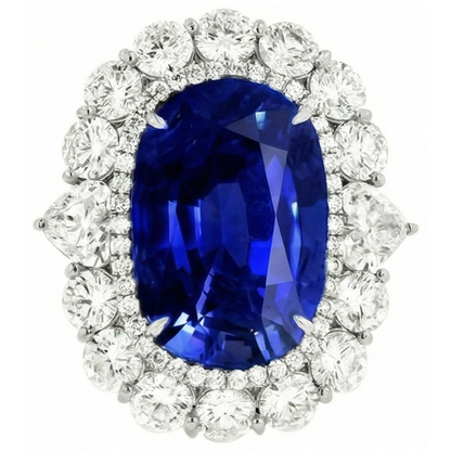 8.50 Carats Blue Sapphire Natural Earth Mined Diamond Wedding Ring White Gold 14K