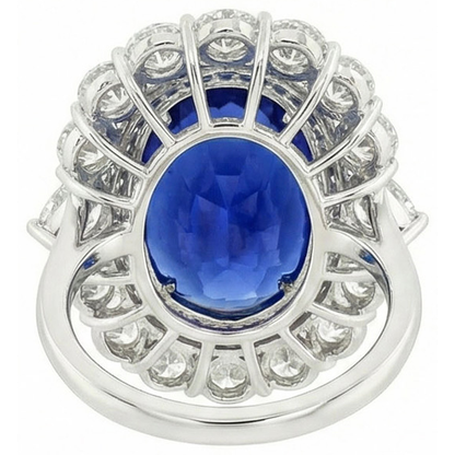 8.50 Carats Blue Sapphire Natural Earth Mined Diamond Wedding Ring White Gold 14K
