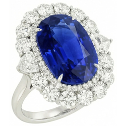 8.50 Carats Blue Sapphire Natural Earth Mined Diamond Wedding Ring White Gold 14K