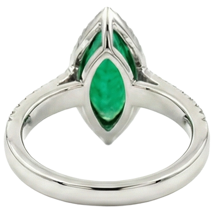 8.50 Carats Green Emerald With Natural Earth Mined Diamond Ring White Gold Fine Jewelry