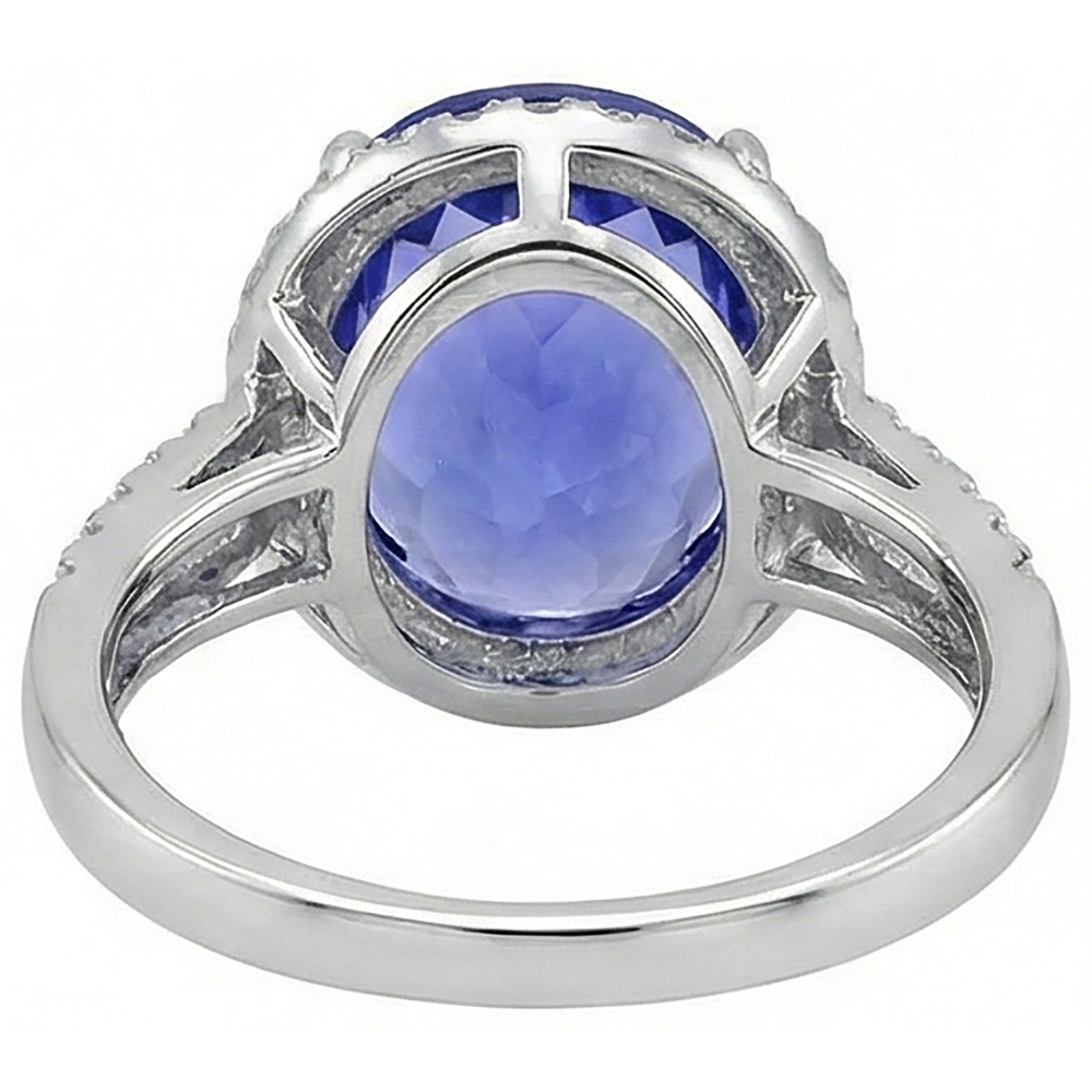 8.65 Ct. Wedding Ring AAA Oval Tanzanite And Round Natural Earth Mined Diamonds
