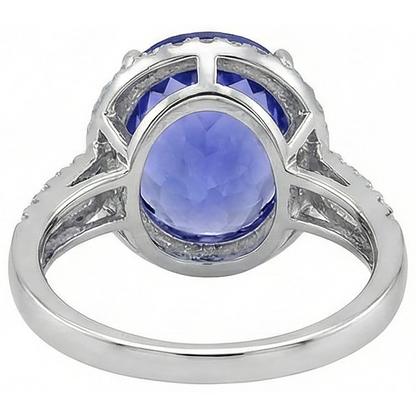 8.65 Ct. Wedding Ring AAA Oval Tanzanite And Round Natural Earth Mined Diamonds