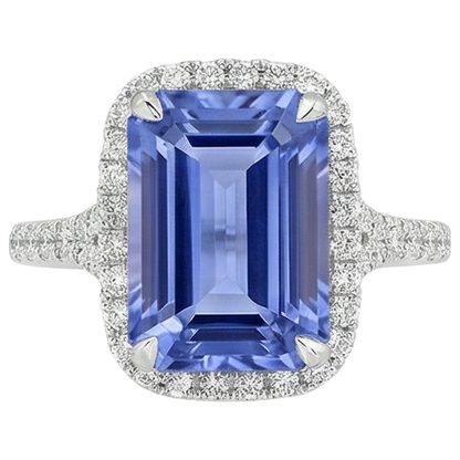 natural round tanzanite 8.75ct ring side angle
