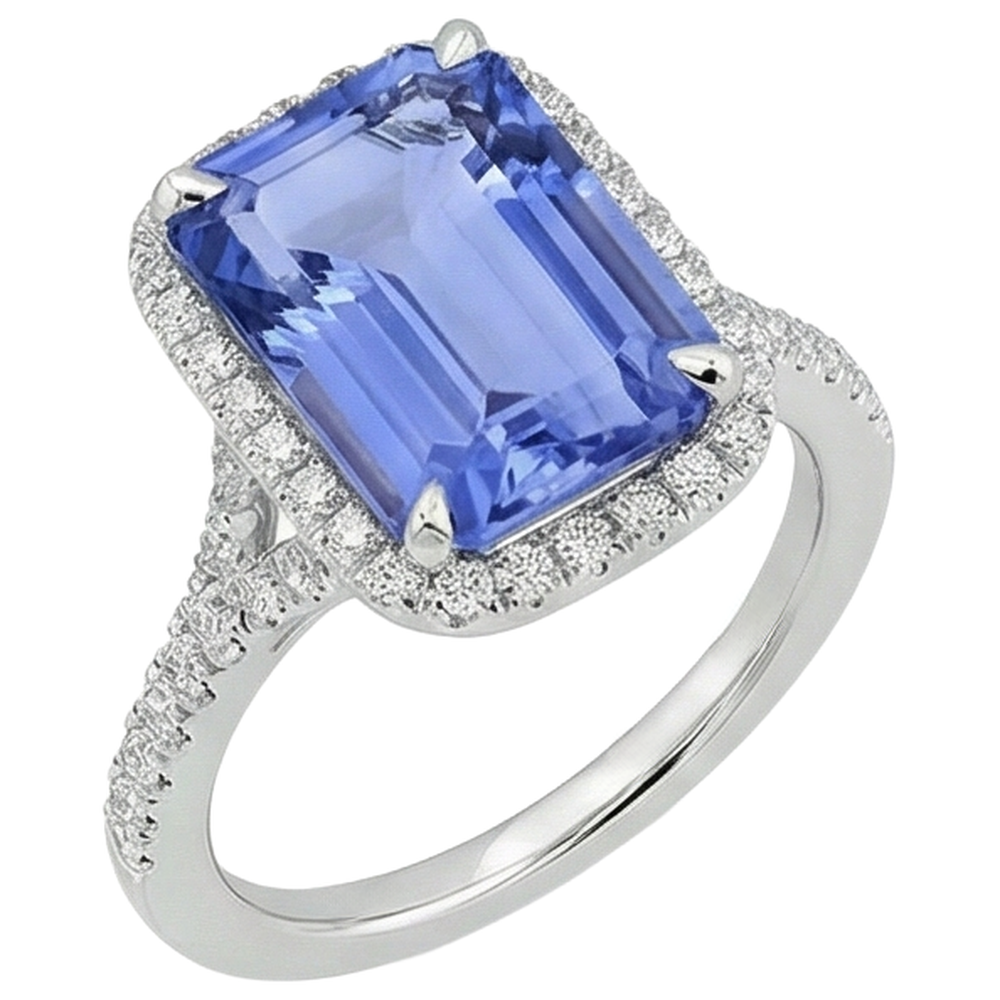 natural round tanzanite 8.75ct ring top view