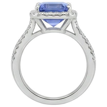 natural round tanzanite 8.75ct ring on white background