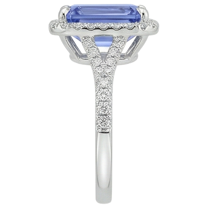 natural round tanzanite 8.75ct ring with diamond accents