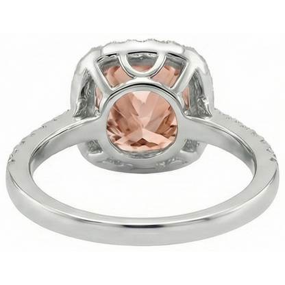 8.75 Ct Sparkling Morganite And Natural Earth Mined Diamonds Ring White Gold 14K